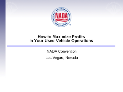 Used Vehicle Operations: NADA Workshop